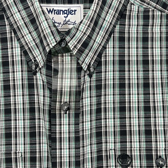 Wrangler George Strait Relaxed Fit Stretch Button Shirt New $60 BL/GR/WH 1123527 - Picture 2 of 5
